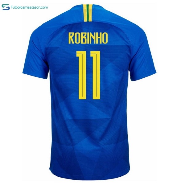 Camiseta Brasil 2ª Robinho 2018 Azul